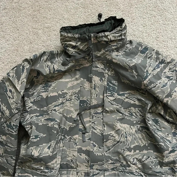 USAF Military AIR FORCE Tiger Stripe Parka GoreTex Rain Coat Men Sz large long - Picture 13 of 16